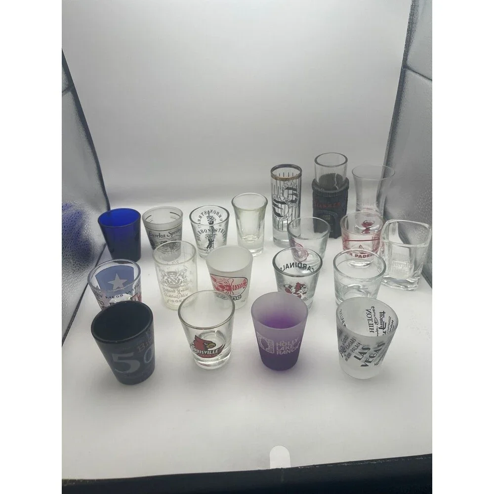 Lot 19 Vintage Souvenir Shot Glasses Texas Sports Travel Barware Mix